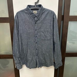 NAKED AND FAMOUS Denim Blue Button Down Shirt